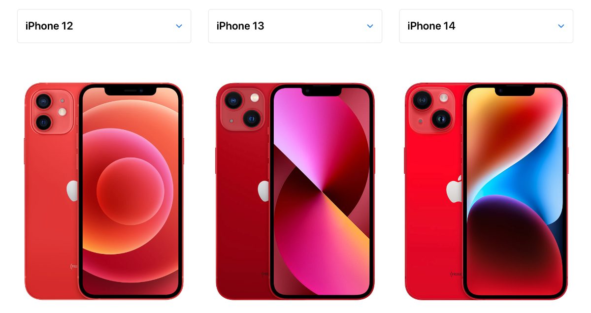 iPhoneシリーズの(PRODUCT)REDを比較