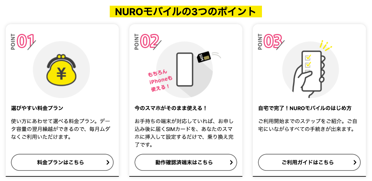 NUROモバイルの特徴