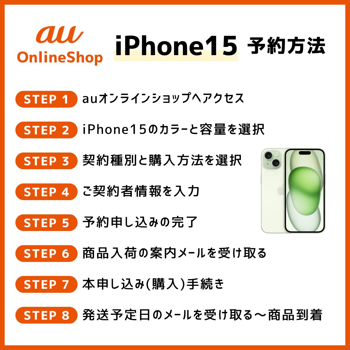 iPhone15をauオンラインショップで予約する手順