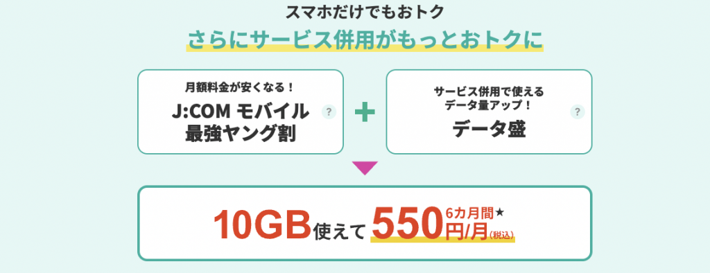 10GB月額550円！J:COM モバイル 最強ヤング割｜J:COM