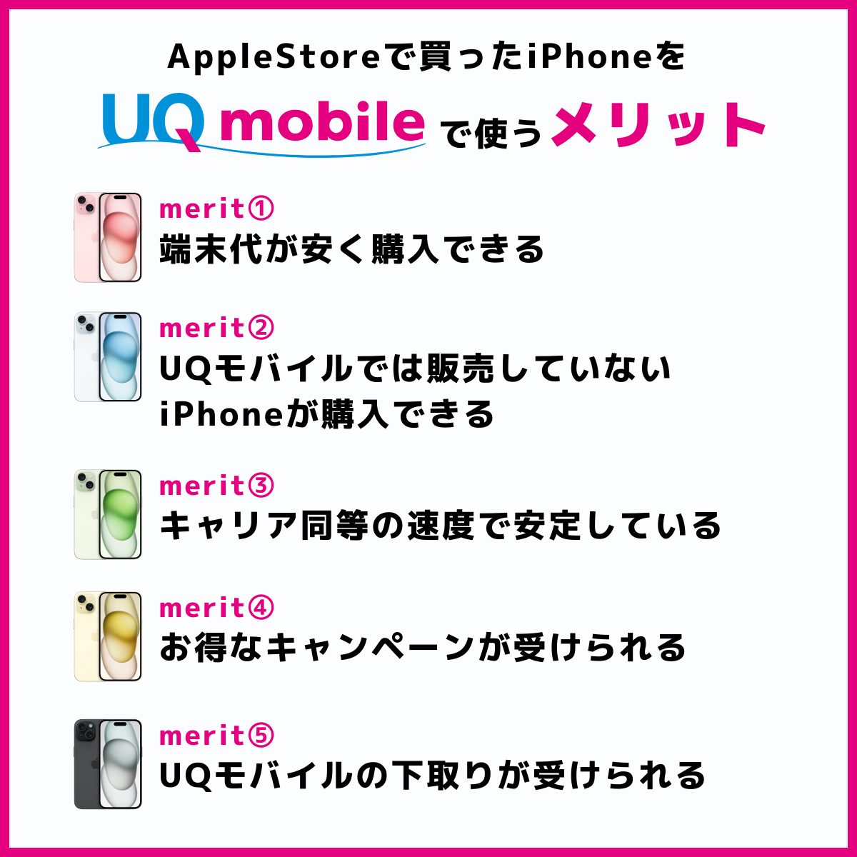 アップルストアで買ったiPhoneをUQモバイルで使うメリット