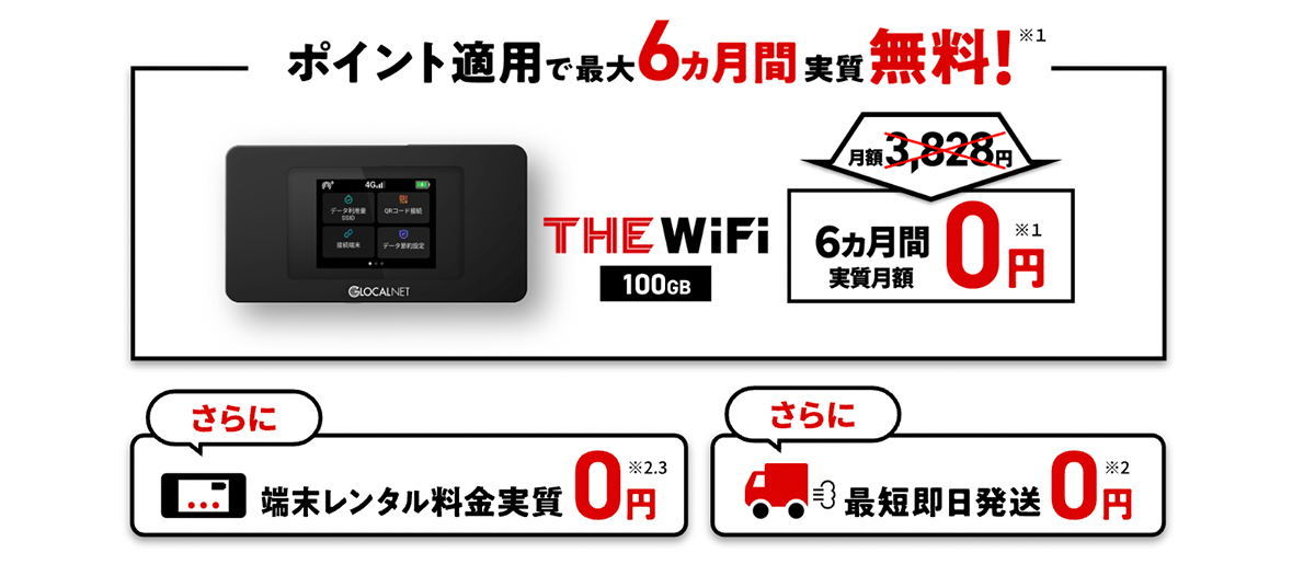 公式】THE WiFi | ザ ワイファイ 100GBが今なら30日間お試し＆ポイント最大24,000円分プレゼント！キャンペーン