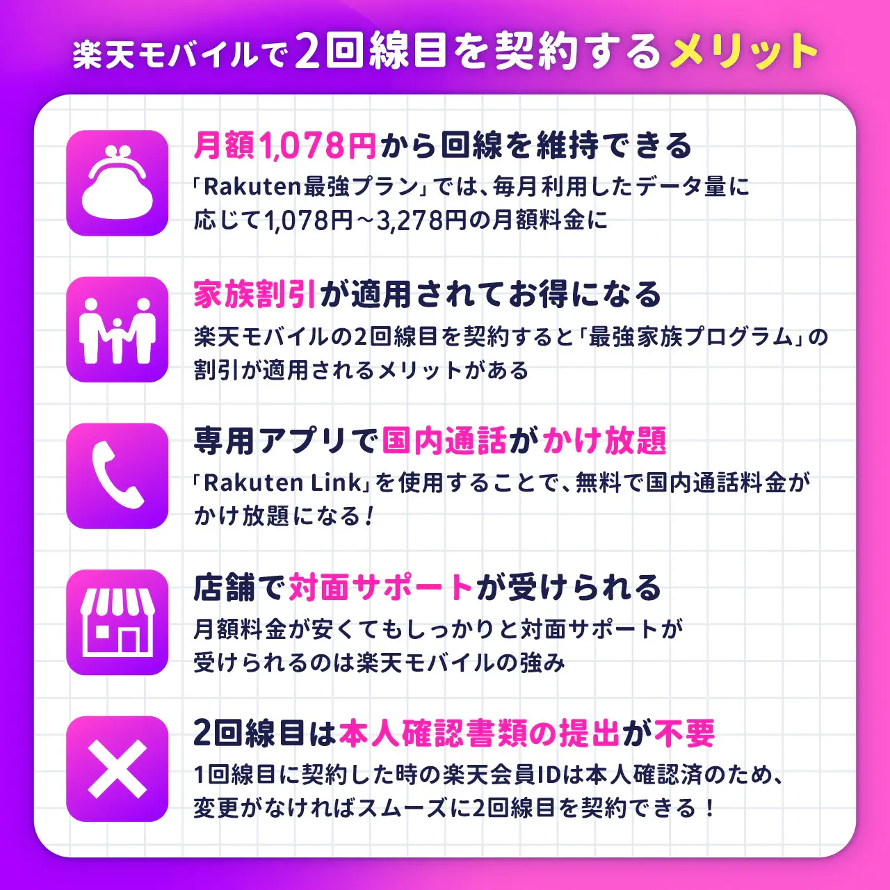 楽天モバイルで2回線目を契約するメリット