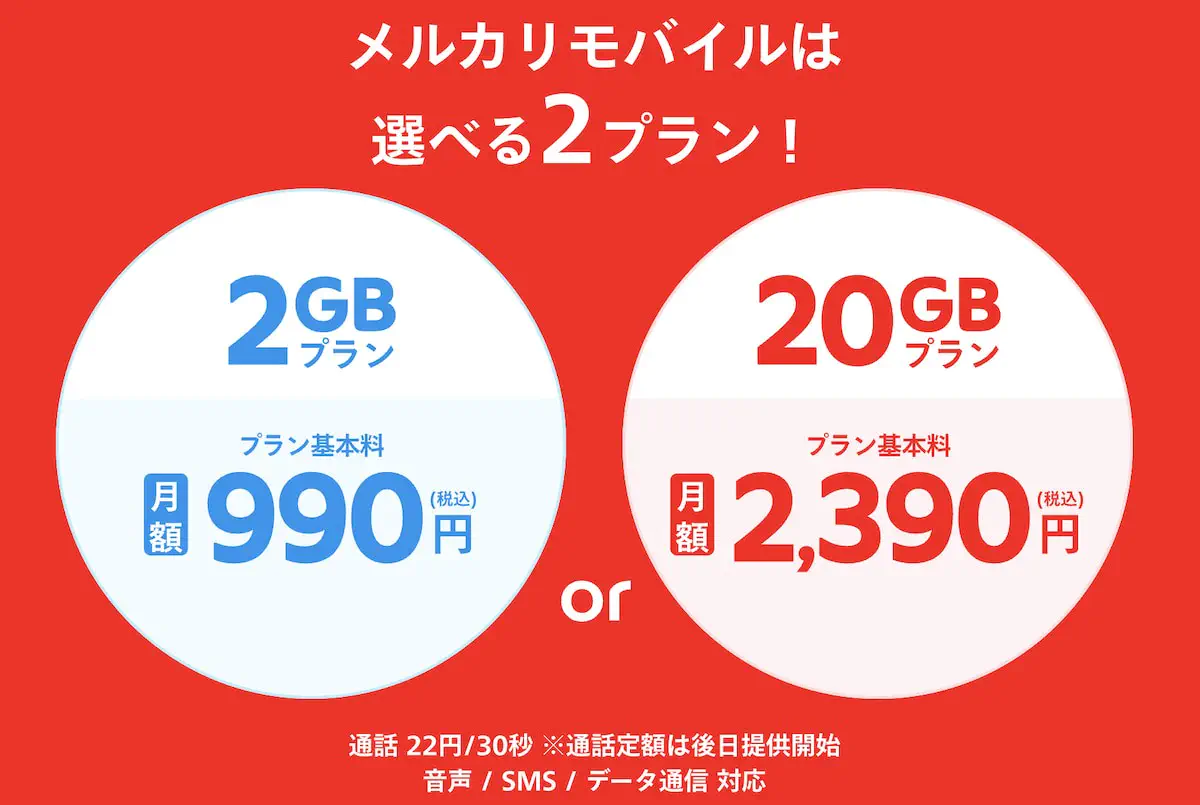 メルカリモバイルの料金プラン