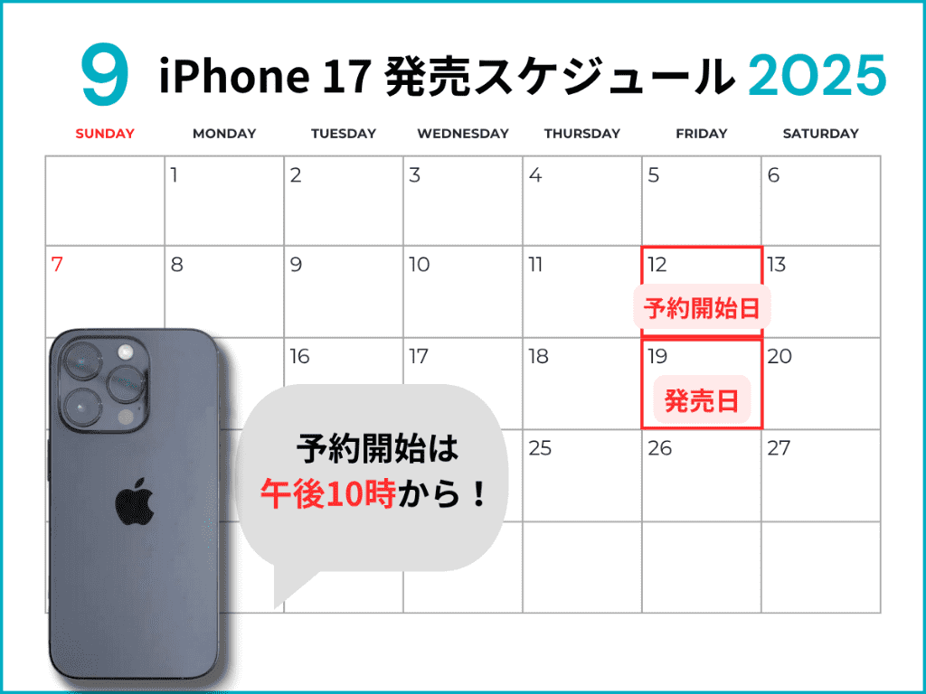 iPhone17(Air/Pro/Pro Max)発売のスケジュール日程表