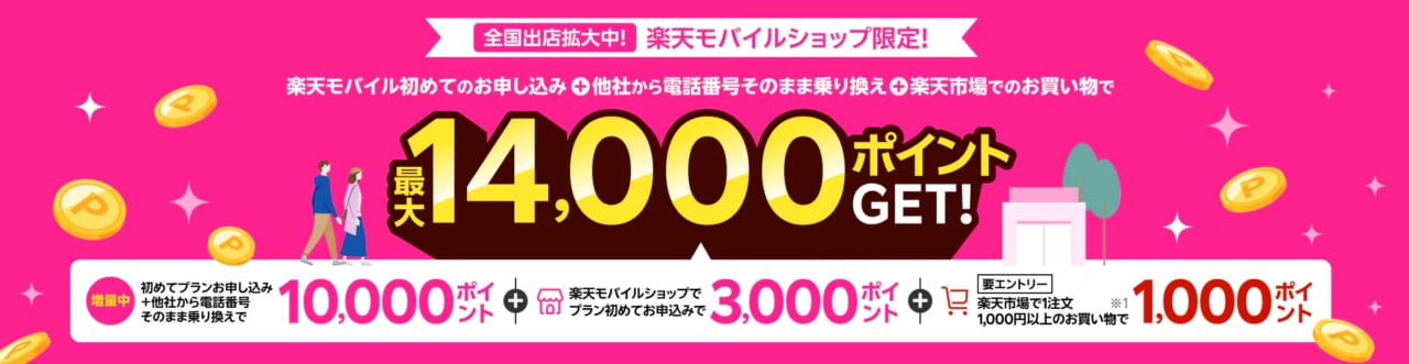 【楽天モバイルショップ限定】楽天モバイル初めてお申し込み＆楽天市場ご利用でポイントプレゼント