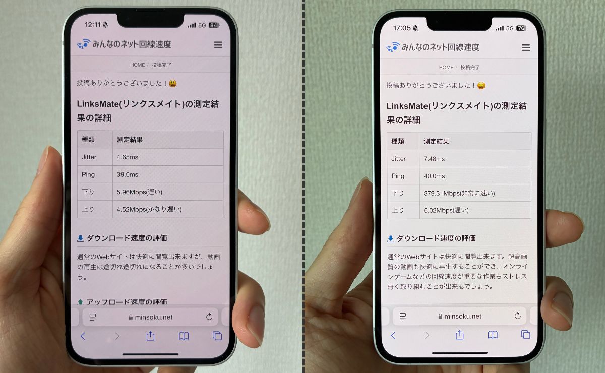 LinksMate（リンクスメイト）の時間帯別の速度比較