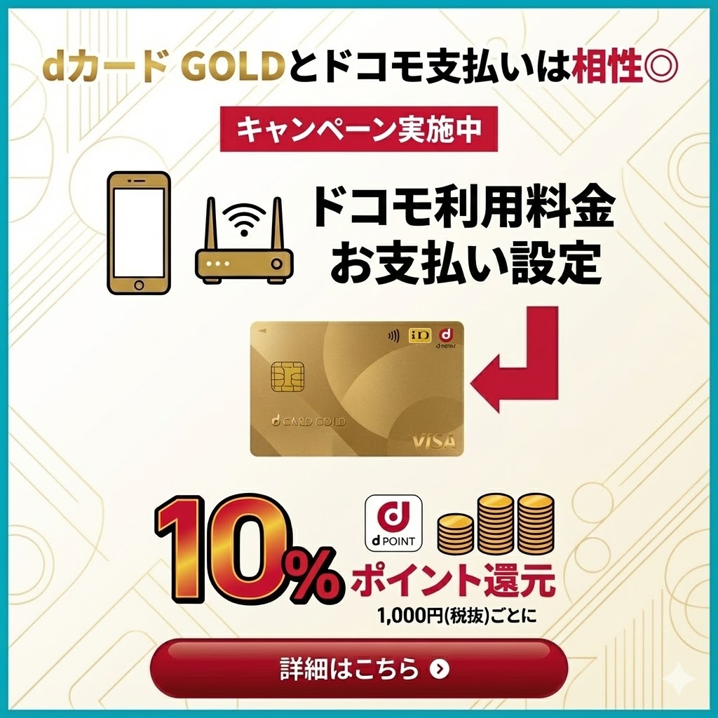 dカード GOLDの10％ポイント還元画像