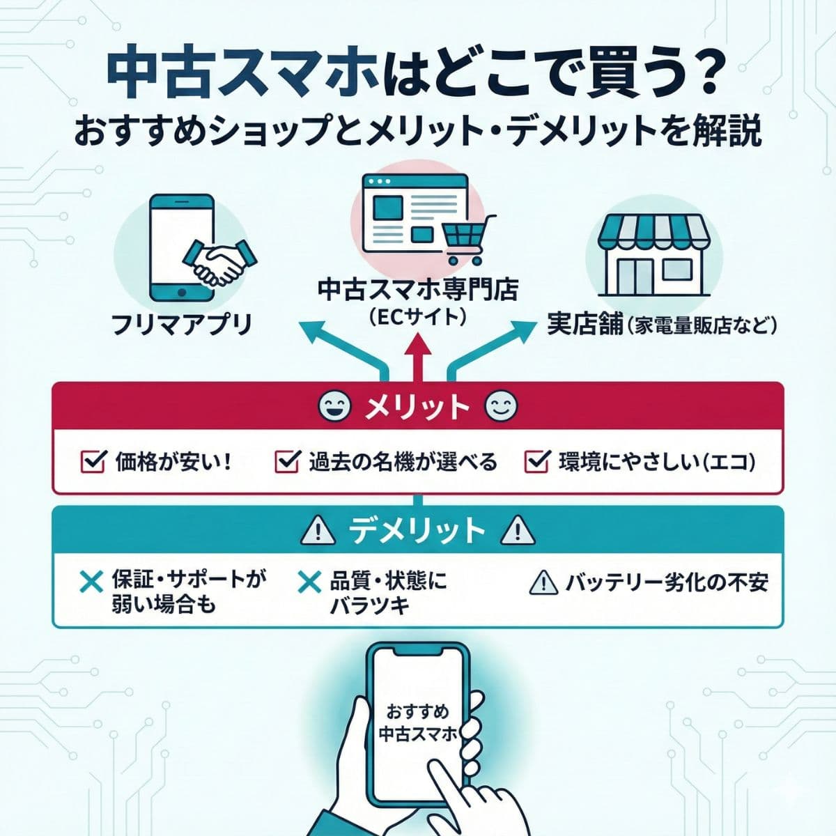 中古スマホはどこで買う?メリット・デメリット