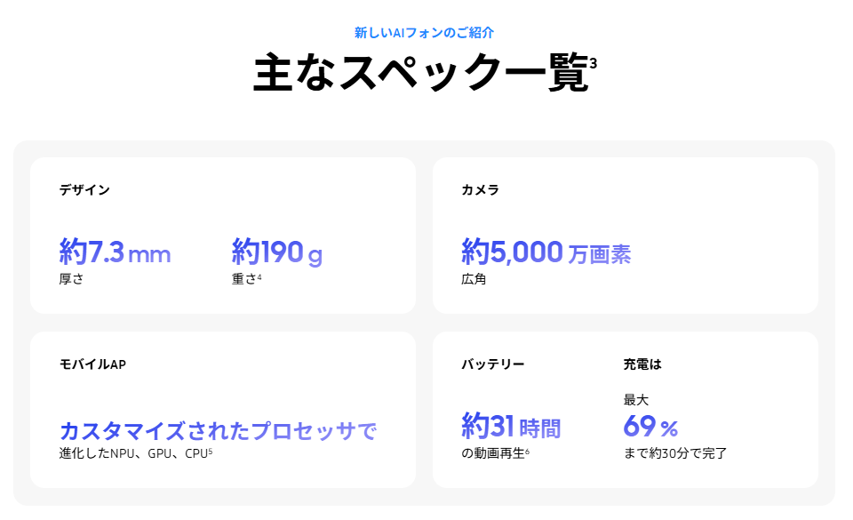 galaxys26のスペック